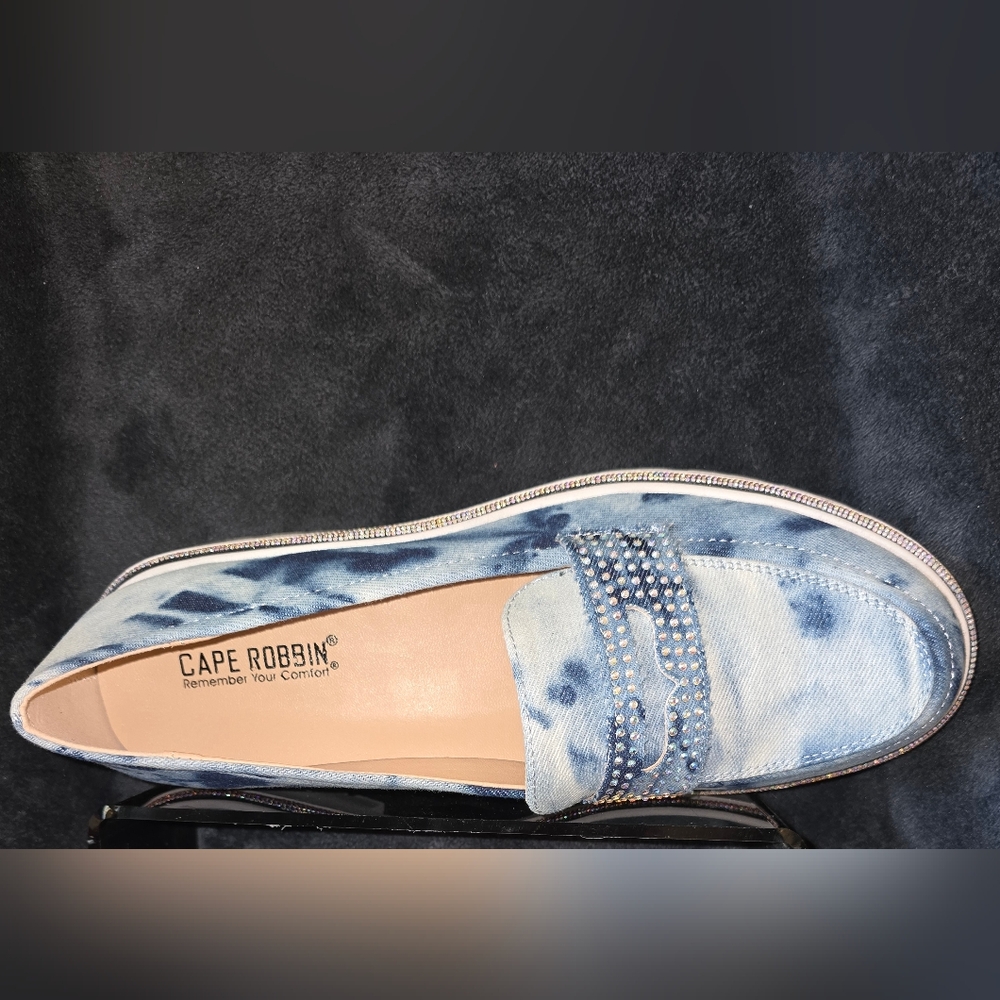 Cape Robbin Blue Denim Loafers with Rhinestone Accent - Picture 7 of 8